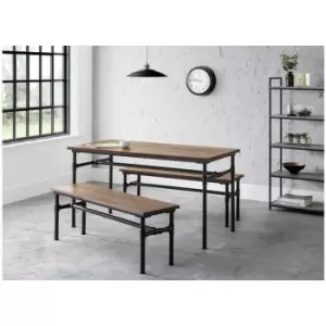 Industrial Style Dining Set - Carnegie Table & 2 Benches - Julian Bowen