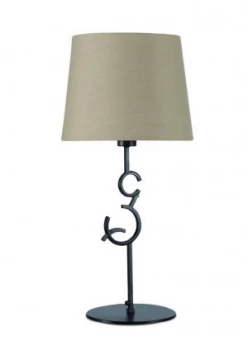 Table Lamp 1 Light E27 Large with Taupe Shade Brown Oxide