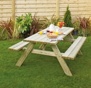 Grange Fencing Oblong Wooden Picnic Table With Seats