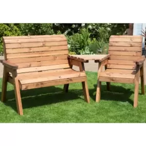 Hand Made 3 Seater Chunky Rustic Wooden Garden Furniture Companion Set with Angled tray