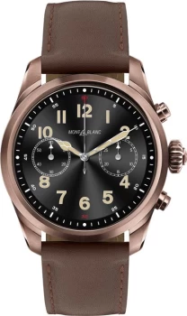 Mont Blanc - Mont Blanc Summit 2 Stainless Steel Brown And Leather - Smartwatches - Brown