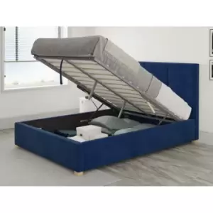 Caine Ottoman Upholstered Bed, Plush Velvet, Navy - Ottoman Bed Size Superking (180x200)