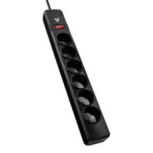 V7 6-Schuko Outlet Home/Office Surge Protector, 1.8m Cord, 1050...