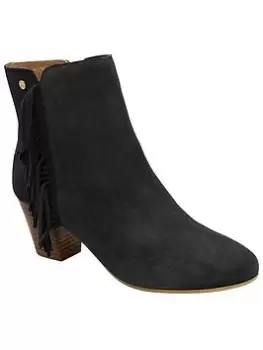 Ravel Laxey Black Suede Western Ankle Boot, Black, Size 4, Women