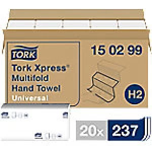 Tork Folded Hand Towels H2 Xpress Universal 2 Ply M-fold White 20 Pieces of 237 Sheets