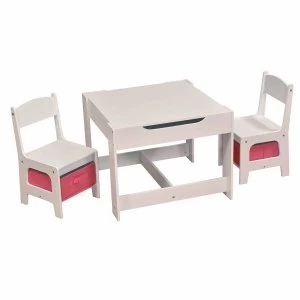 Liberty House Toys Table and Chair Set with Storage Bins, White