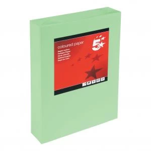 5 Star A4 80gm2 Copier Paper Tinted Bright Green 500 Sheets