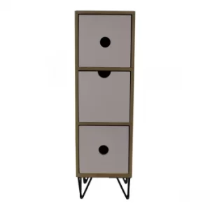 3 Drawer Trinket Unit with Wire Legs, Vertical Style
