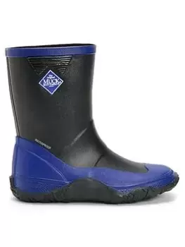 Muck Boots KIDS FORAGER WELLINGTON BOOT, Black/Blue, Size 1 Older