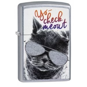 Zippo Cat with Glasses Black Matte Finish Windproof Lighter