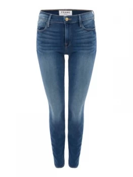 Frame Le High Skinny Jeans in Blainey Denim Mid Wash