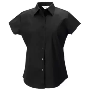 Russell Collection Ladies/Womens Cap Sleeve Easy Care Fitted Shirt (S) (Black)