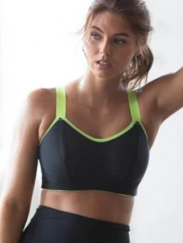 Pour Moi Energy Underwired Lightly Padded Sports Bra - Black Lime, Black/Lime, Size 40E, Women