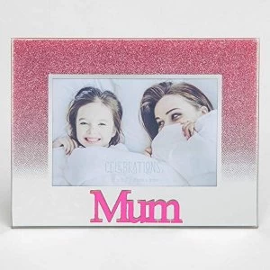 5" x 3.5" Pink Glitter Glass Frame - Mum