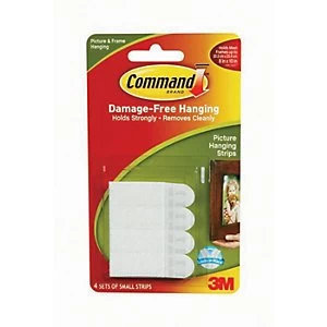 Command Small Picture Hanging Strips White Pack of 4