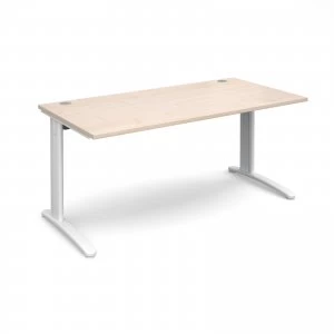 TR10 Straight Desk 1600mm x 800mm - White Frame maple Top