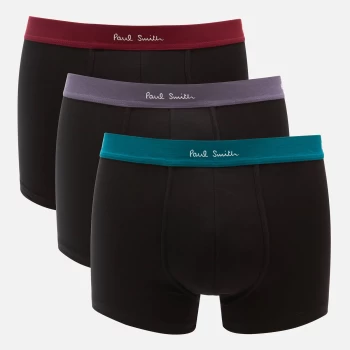Paul Smith Mens 3 Pack Contrast Waistband Trunk Boxer Shorts - Black - M