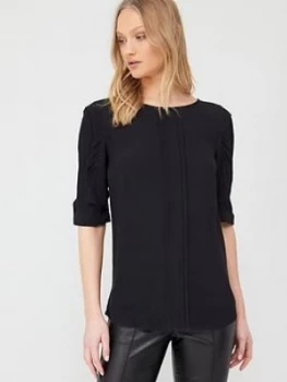 Oasis Drape Sleeve Top - Black, Size 10, Women