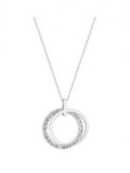 Simply Silver Polished And Cubic Zirconia Double Open Pendant