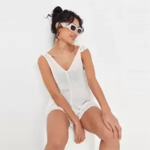 Missguided cheesecloth tie shoulder playsuit - White