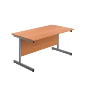 1600 X 600 Single Upright Rectangular Desk Beech-Silver