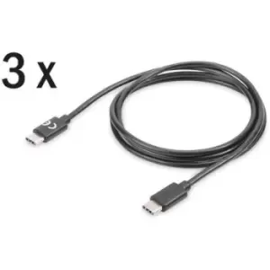 Digitus USB cable USB 2.0 USB-C plug, USB-C plug 1m Black Shielded AK-880908-010-S