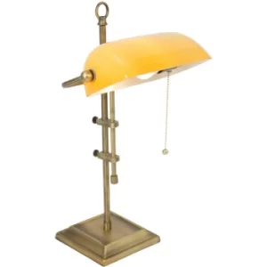 Sienna Ancilla Bankers Table Lamp Bronze Brushed, Glass Yellow Shiny