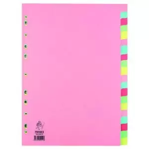 A4 Manilla Divider 20-Part Pink with Multi-Colour Tabs WX01517 WX01517