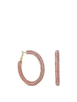 Mood Mood Rose Gold Rose Peach Diamante Tube Hoop Earrings