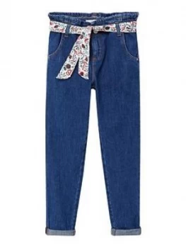 Mango Girls Paperbag Waist Jeans - Blue, Size Age: 6 Years, Women