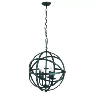 Orbit 4 Light Spherical Cage Ceiling Pendant Matt Black, E14