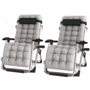 Luxury Recliner Extra Wide Gravity chairs with cup holder - Grey 4 Chairs