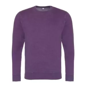 AWDis Hoods Mens Long Sleeve Washed Look Sweatshirt (S) (Washed Purple)