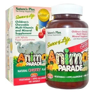 Natures Plus Source of Life Animal Parade Cherry Flavor Chewables 90 Tabs