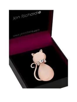 Jon Richard Peach Crystal Stone Cat Brooch, One Colour, Women