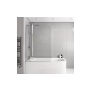 Zibal Hinged with Fixed Panel 1450mm 6mm Chrome Bath Screen with Towel Rail