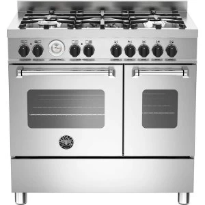 Bertazzoni MAS90-5-MFE-D-XE Master Series 90cm Double Oven Dual Fuel Range Cooker - Stainless Steel