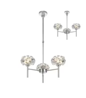 , 3 Light G9 Telescopic Light With Polished Chrome And Crystal Shade