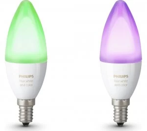Philips Hue White and Colour Ambience Wireless Bulb E14 Twin Pack