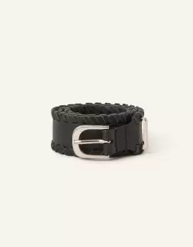 Accessorize Womens Leather Whipstitch Waist Belt Black, Size: L