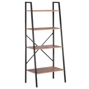 Homcom 4 Tier Ladder Display Bookcase Steel Frame Black And Rustic Wood Effect
