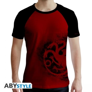 Game Of Thrones - Targaryen Red & Mens Medium T-Shirt - Red & Black
