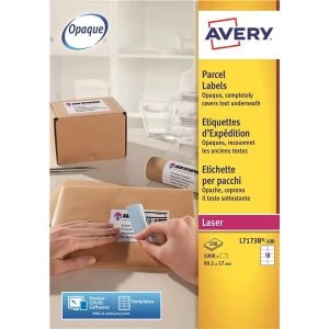 Avery L7173B 100 99.1 x 57mm BlockOut ShippingParcel Labels White Pack of 1000 Labels