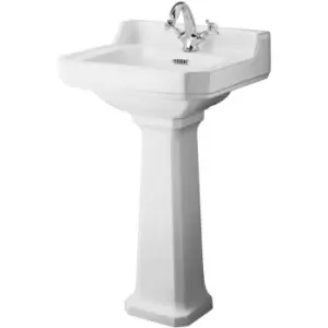 Hudson Reed Richmond Basin with Full Pedestal 500mm Wide - 1 Tap Hole