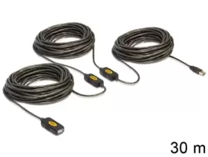 DeLOCK 30m, USB2.0 - USB2.0 USB cable USB A Black