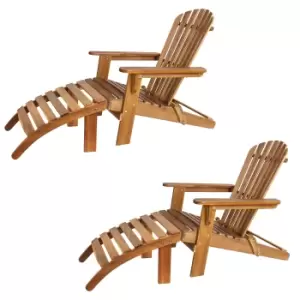 Adirondack Chair 2Pcs Set Acacia Wood incl. Footrest