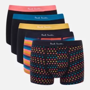 Paul Smith Mens 5-Pack Contrast Waistband Trunk Boxer Shorts - Multi - XL