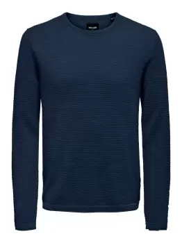 ONLY & SONS Texture Knitted Pullover Men Blue