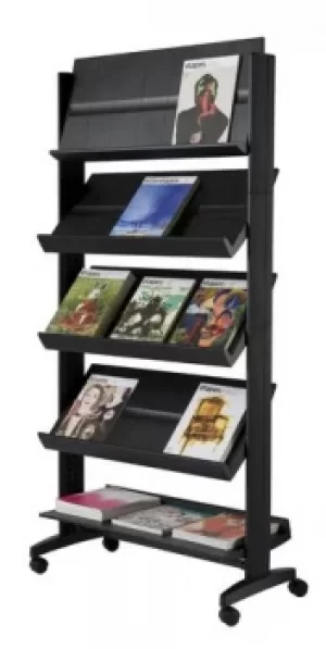 Original Fast Paper Single sided Mobile Literature Display with 5 Shelves Black