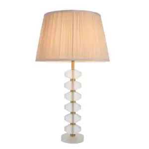 Annabelle & Freya Base & Shade Table Lamp Frosted Crystal & Oyster Silk